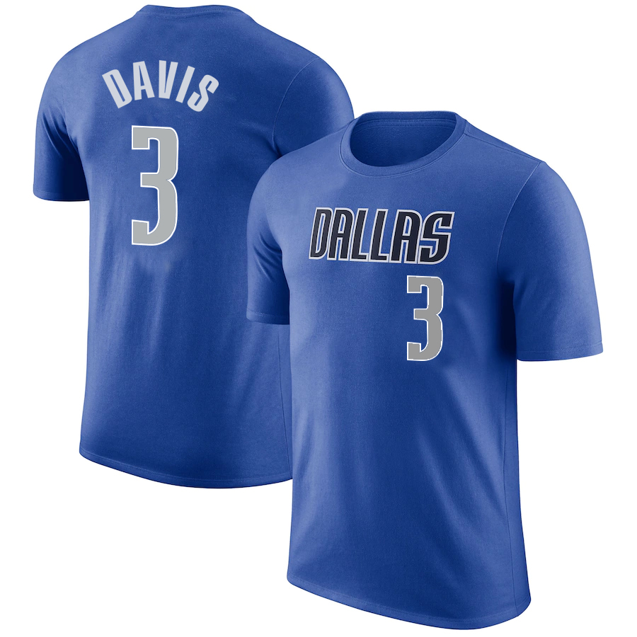 Men NBA Dallas Mavericks #3 Davis blue T shirts style 3->nba t-shirts->Sports Accessory